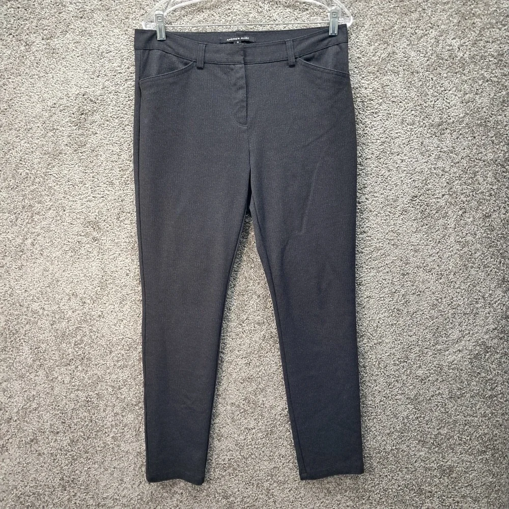 Andrew Marc Mens Slim Fit Stretch Trousers Dark Grey Dress Pants Size 34x29